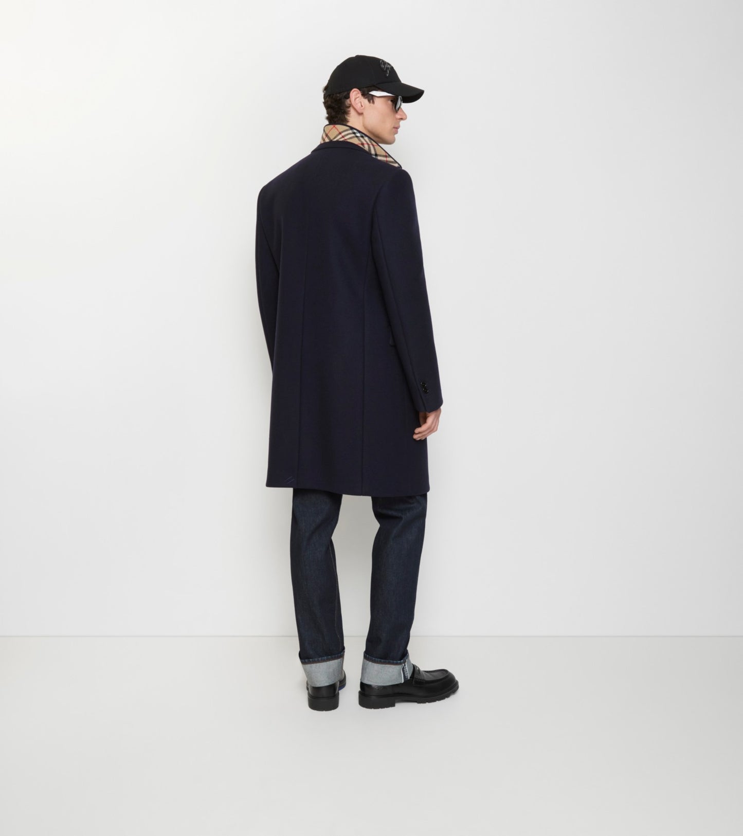 Wool Tailored Coat in Navy