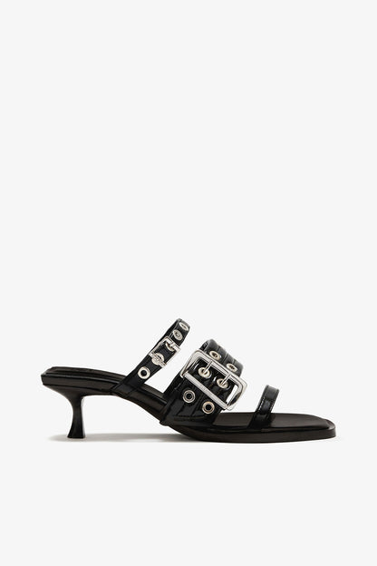 Buckle Strap Mule in Black