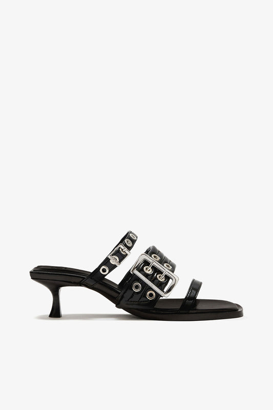 Buckle Strap Mule in Black