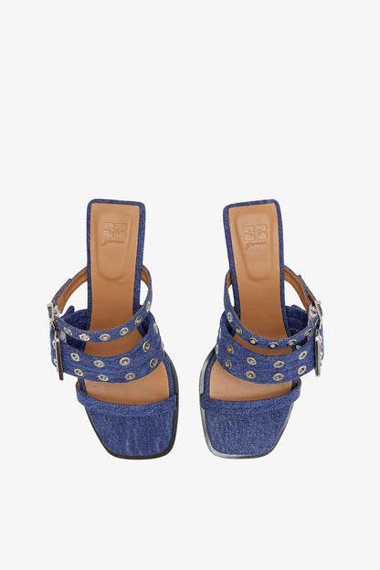Buckle Strap Mule in Denim
