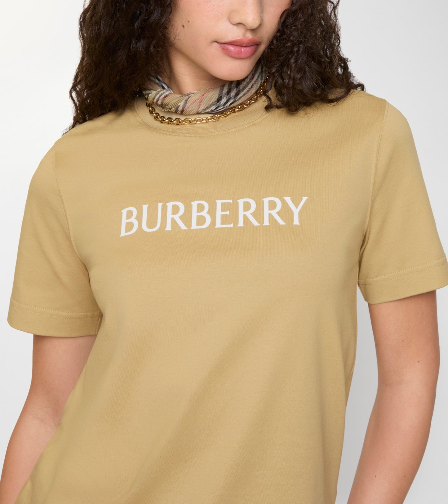 Logo Cotton T-shirt in Flax beige
