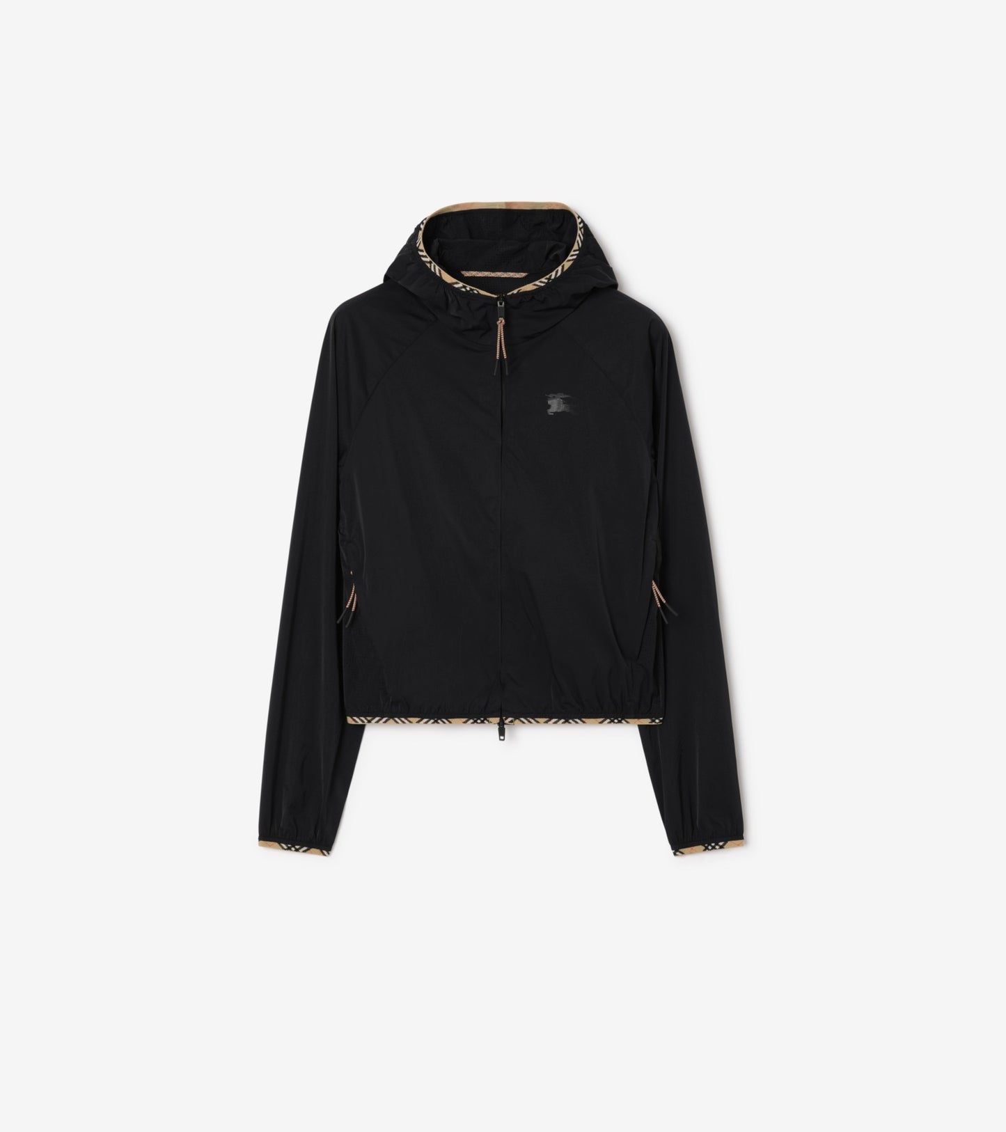 Stretch Nylon Hooded Jacket in Beige