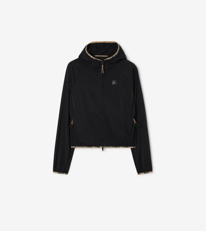 Stretch Nylon Hooded Jacket in Beige