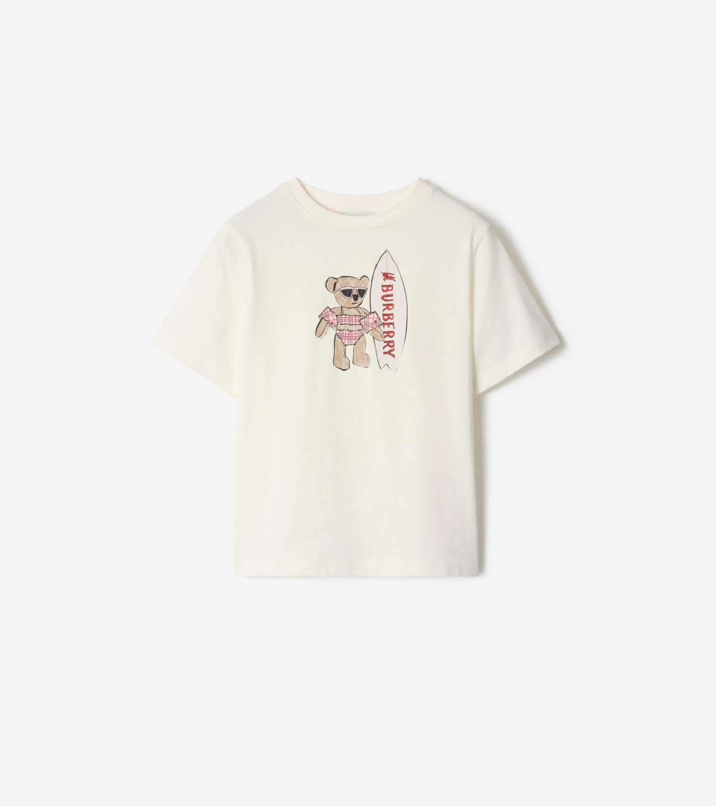 Surfer Bear Cotton T-shirt in Chalk white