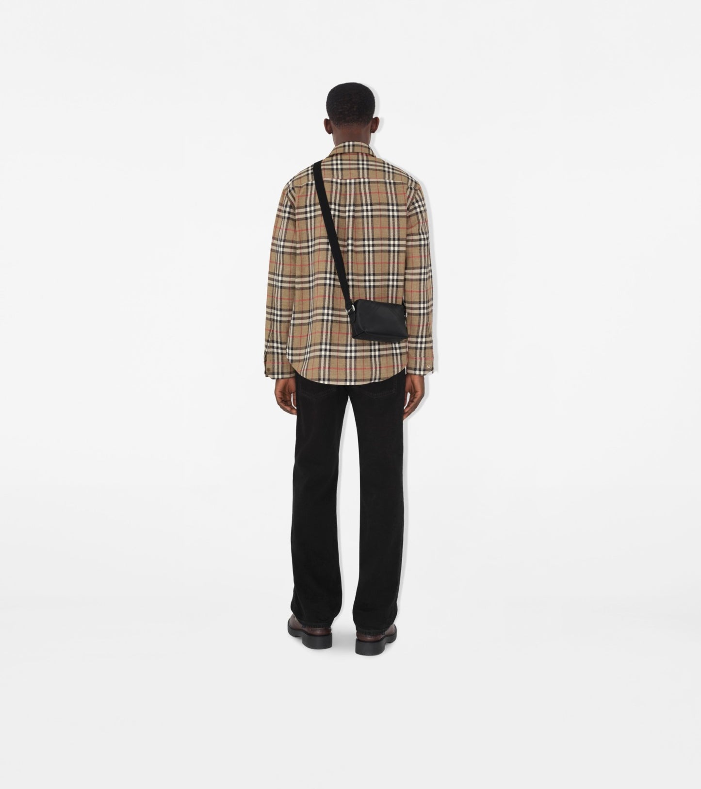 Embossed Check Crossbody Bag in Black