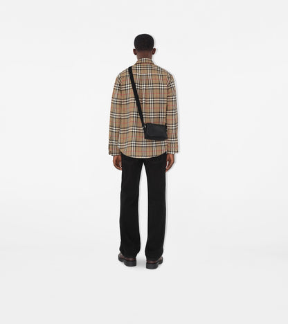 Embossed Check Crossbody Bag in Black