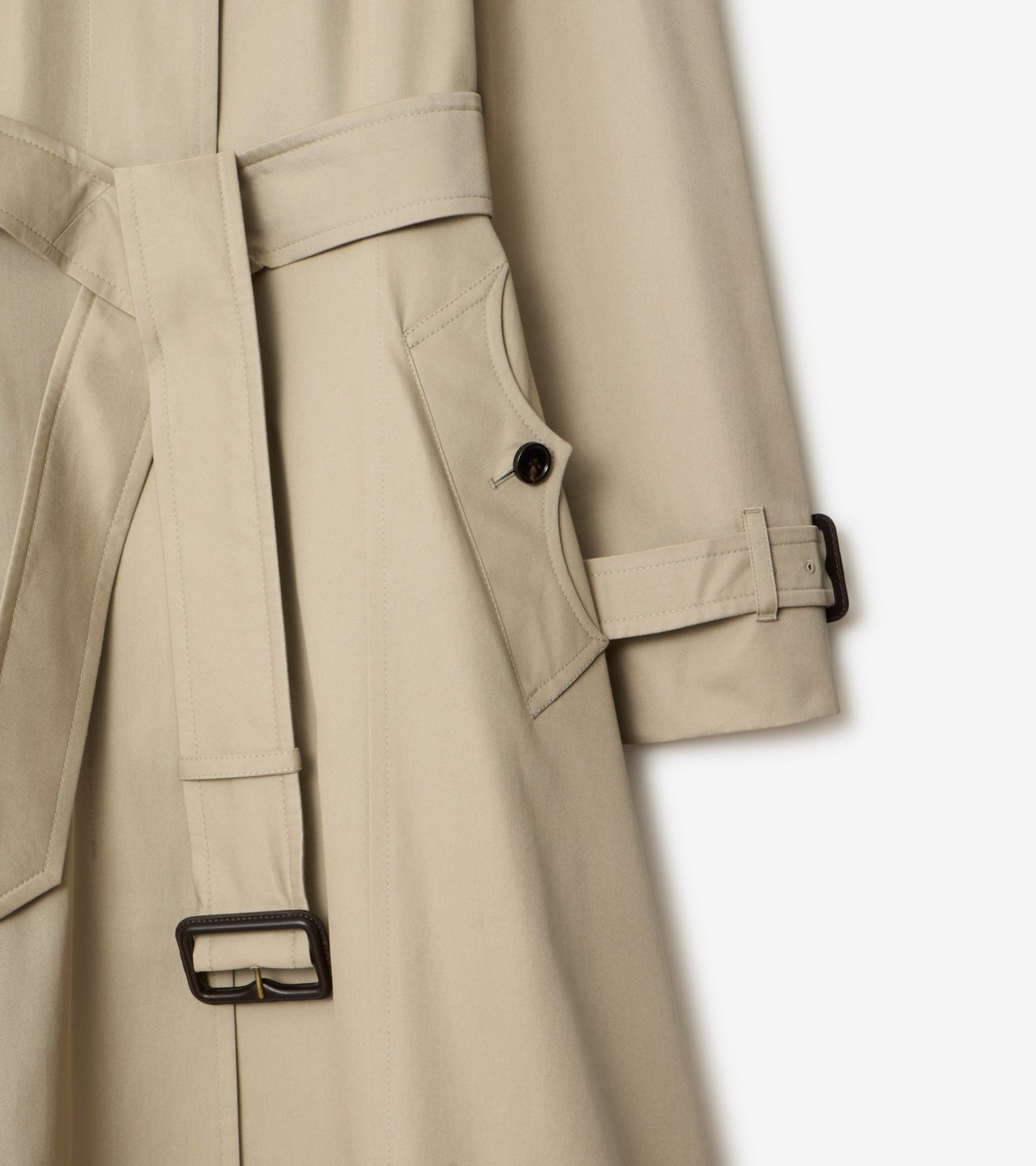 Long Gabardine Ellingham Fit-and-flare Car Coat in Quill beige