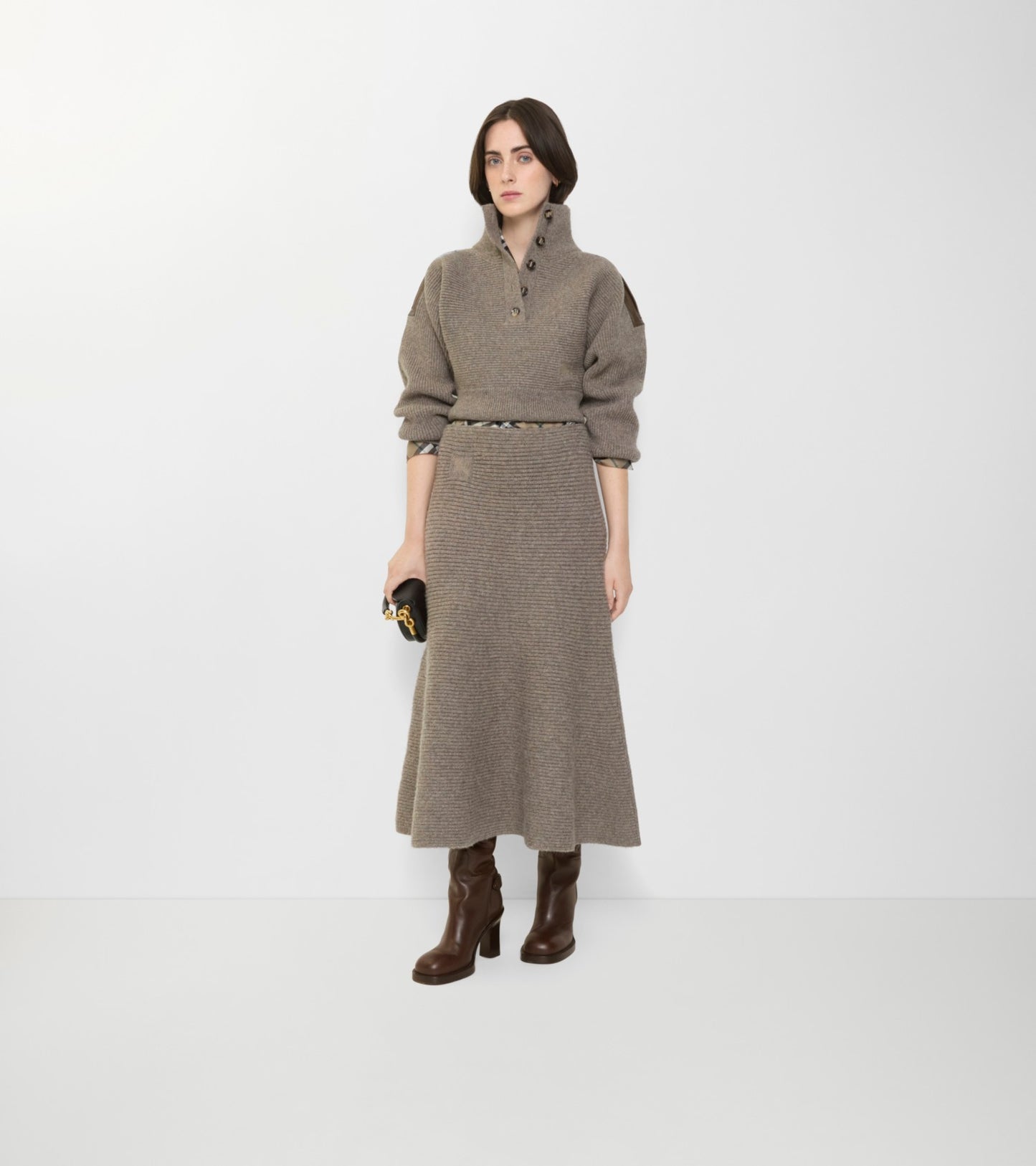 Wool Blend Skirt in Beige melange