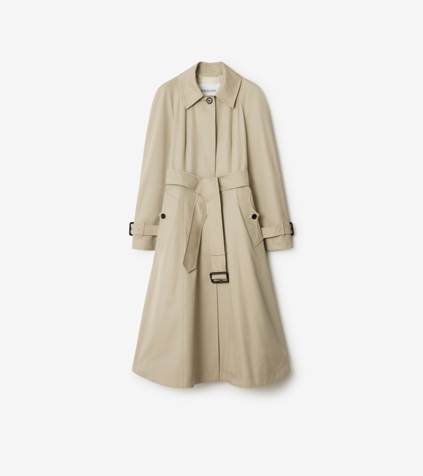 Long Gabardine Ellingham Fit-and-flare Car Coat in Black