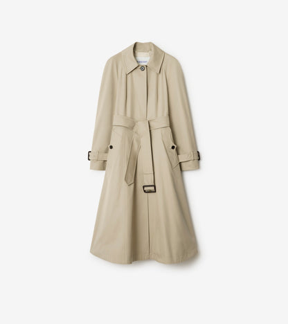 Long Gabardine Ellingham Fit-and-flare Car Coat in Black