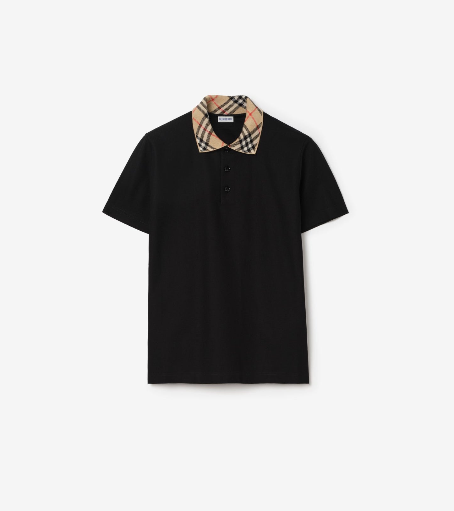 Check Collar Cotton Polo Shirt in Clove brown