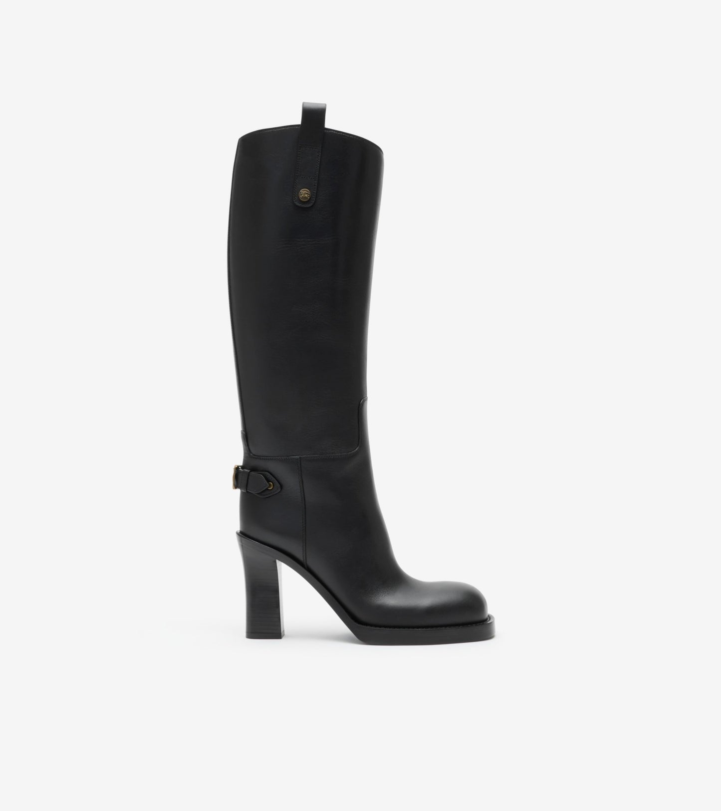 Leather Cavalier Heel Boots in Mahogany red