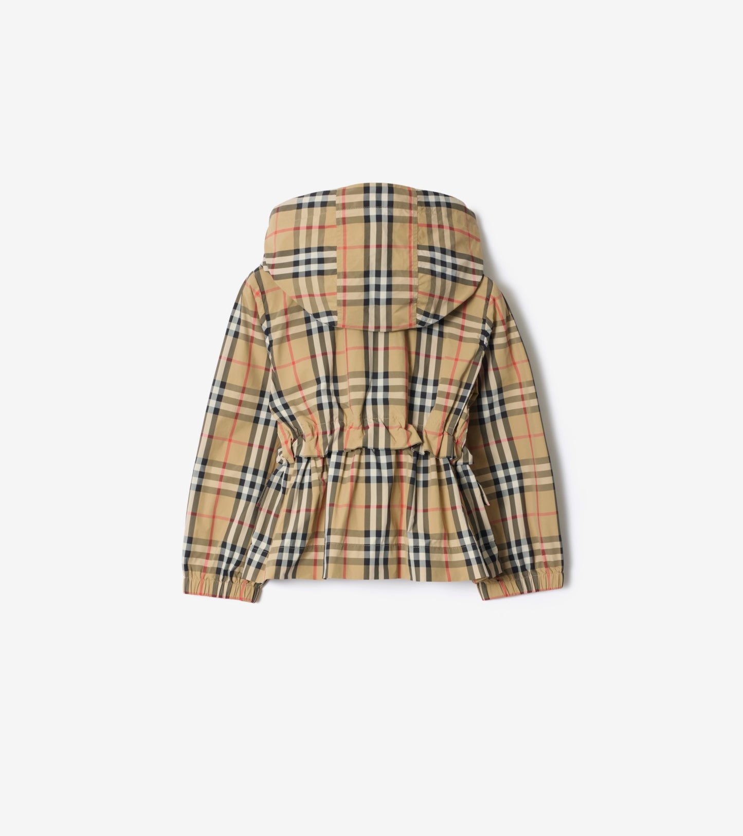 Check Nylon Hooded Jacket in Sand beige