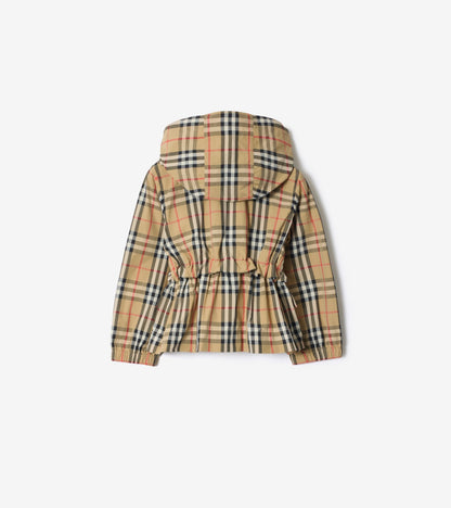 Check Nylon Hooded Jacket in Sand beige