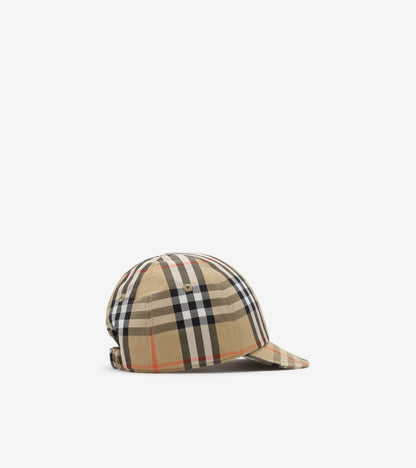 Check Cotton Baseball Cap in Sand beige - Children