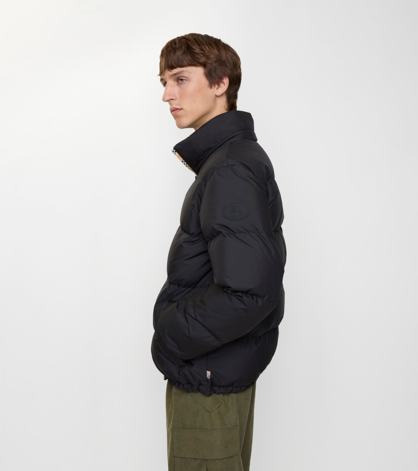 Checker-tape Snowdon Puffer Jacket in Black