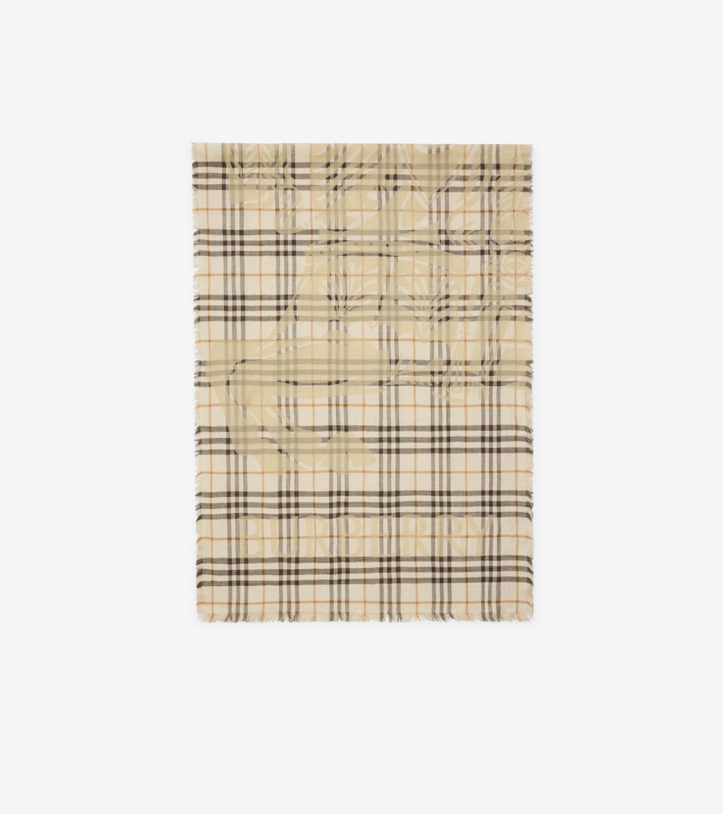 Wide Knight Check Wool Silk Scarf in Mitten grey