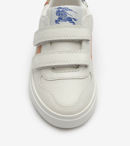 Check and Leather Sneakers in Sand beige - Children