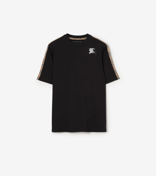 Check Trim Jersey T-shirt in Black