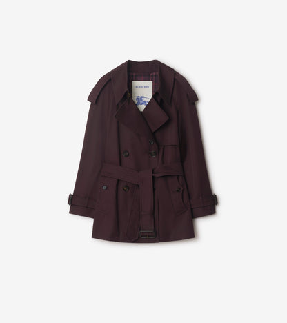 Short Gabardine Fitzrovia Trench Coat in Wine red