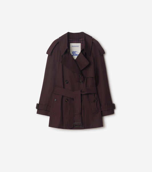 Short Gabardine Fitzrovia Trench Coat in Wine red