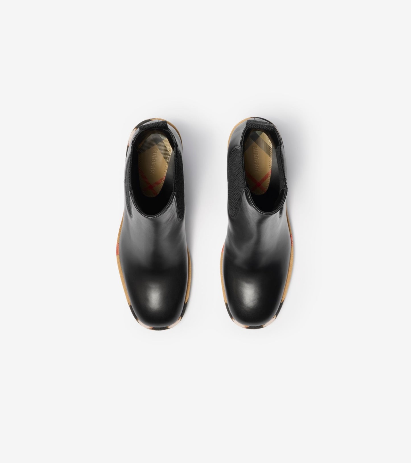 Leather Gravel Heel Chelsea Boots in Black