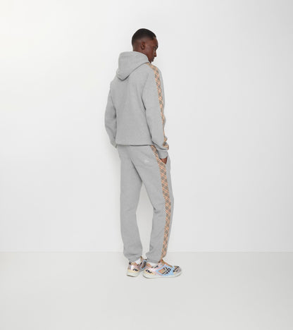 Check Trim Cotton Jogging Pants in Pale grey melange
