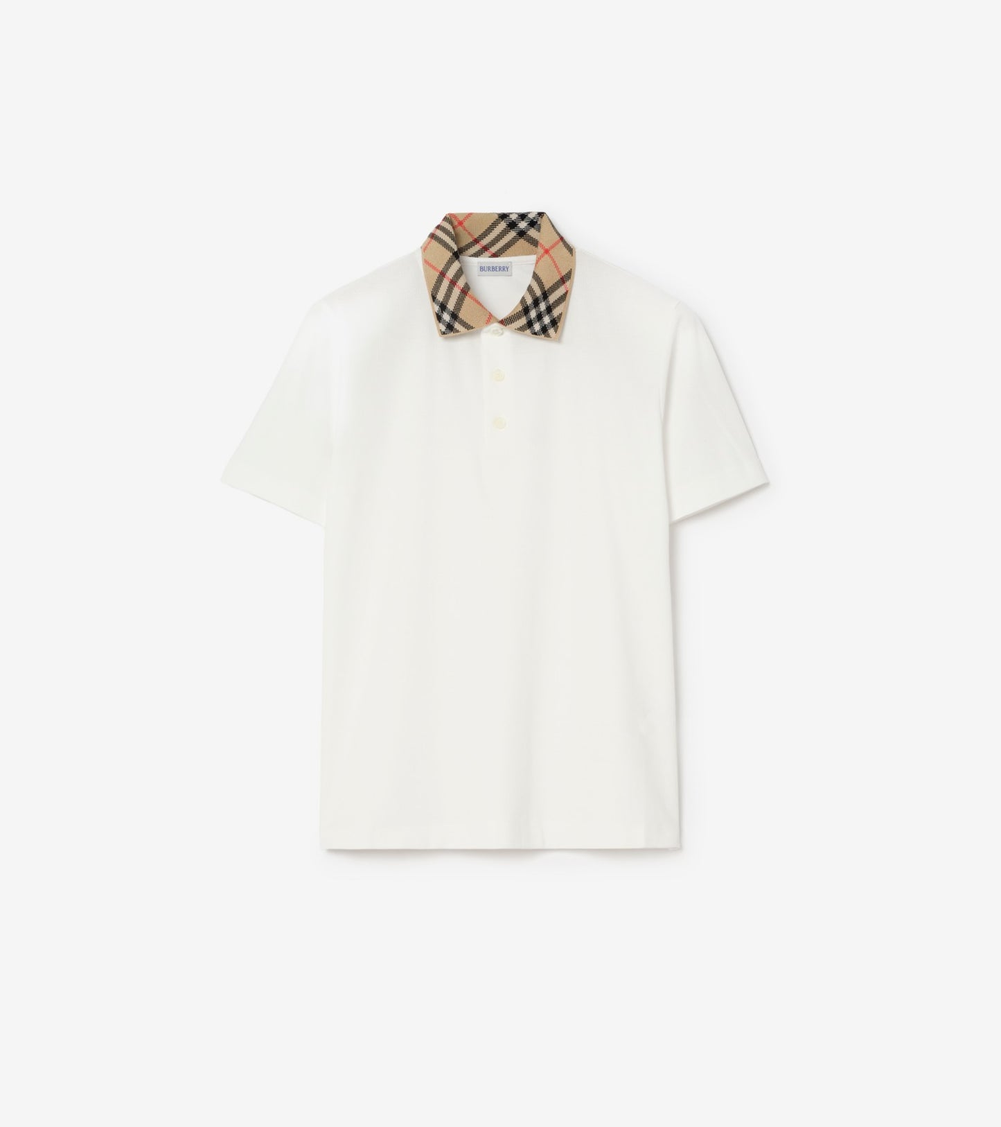 Check Collar Cotton Polo Shirt in Clove brown