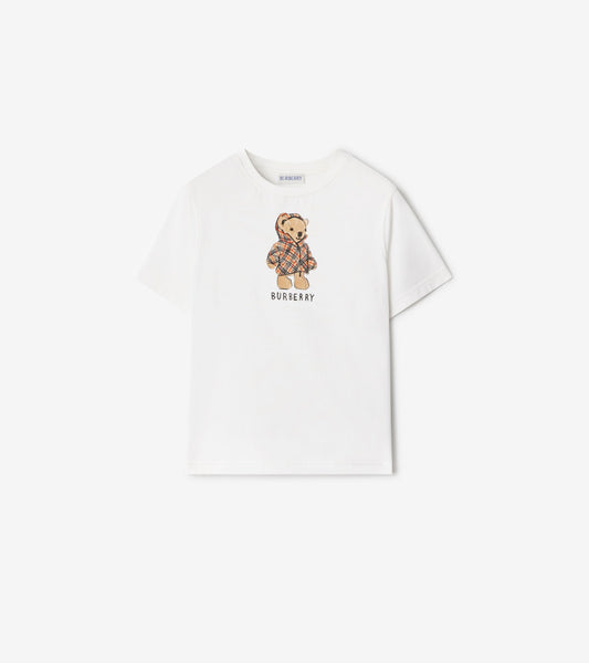 Puffer Bear Cotton T-shirt in White