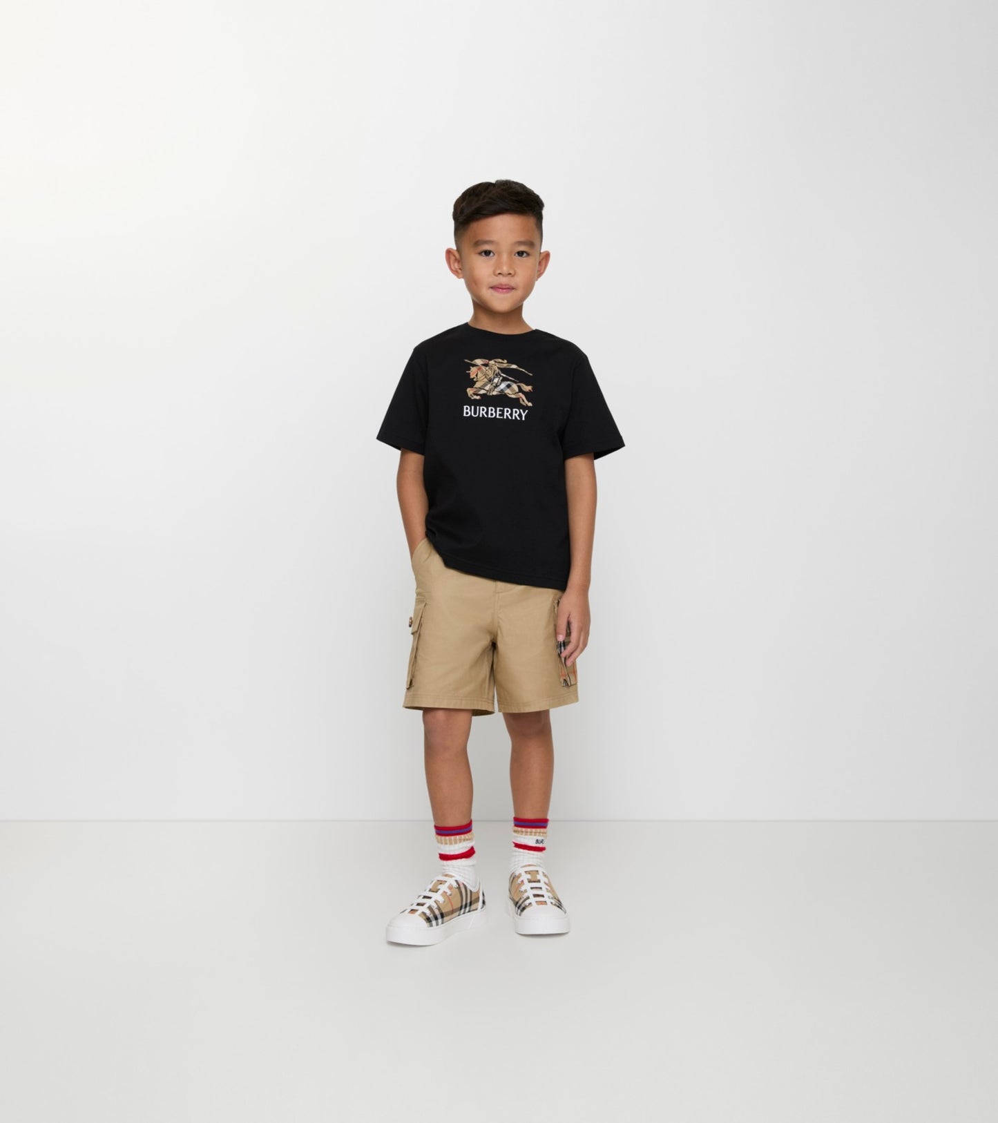 Knight Check Cotton T-shirt in Black