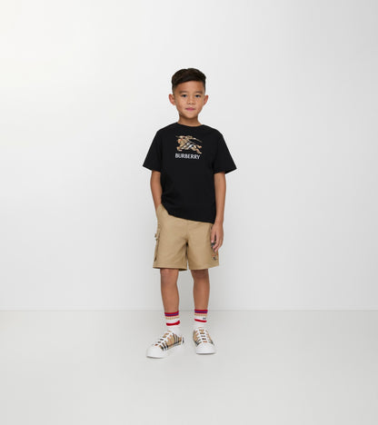 Knight Check Cotton T-shirt in Black