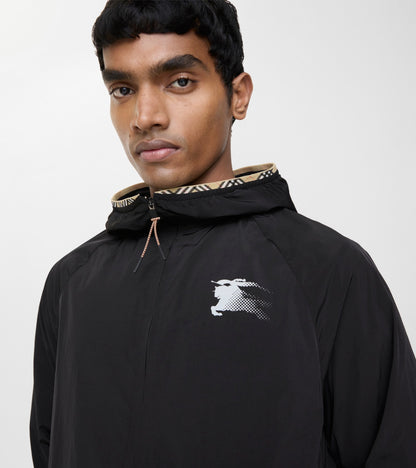 Nylon Hooded Jacket in Black