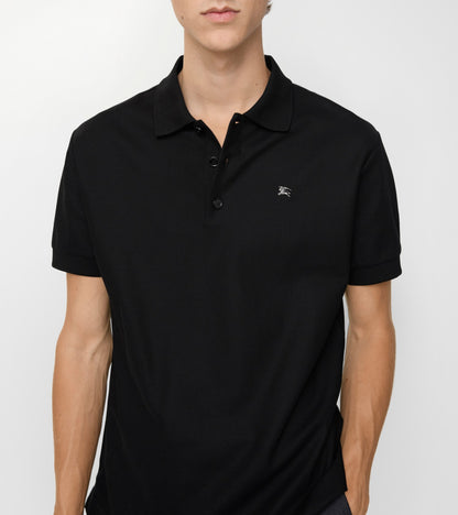 Metal Knight Cotton Polo Shirt in Black