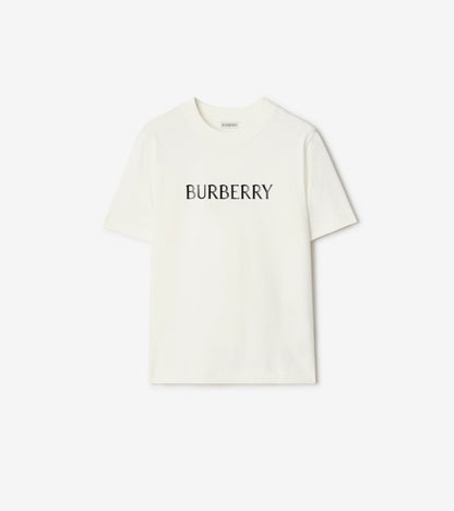 Logo Cotton T-shirt in Flax beige