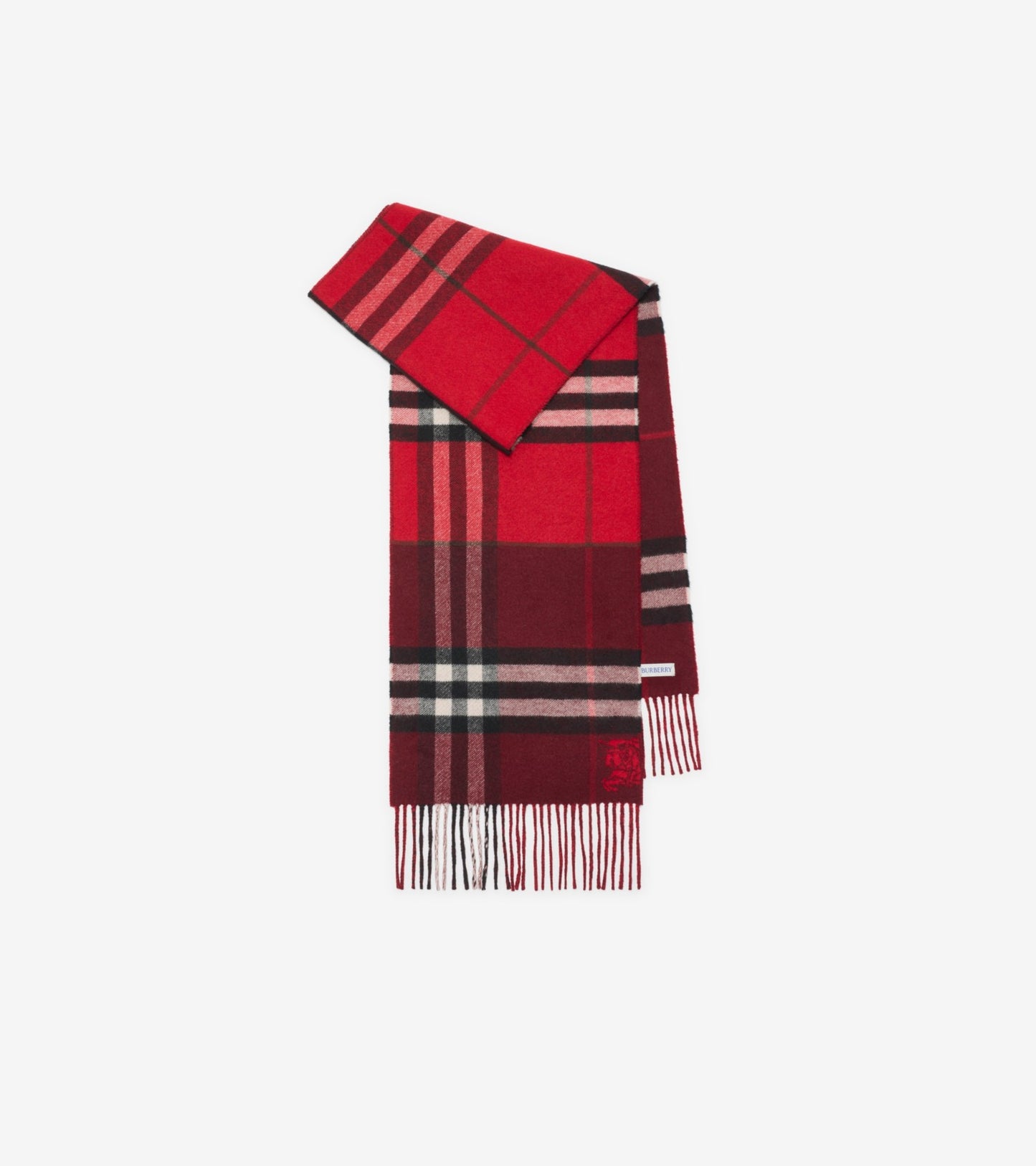 Contrast Check Cashmere Scarf in Sand beige/pebble white