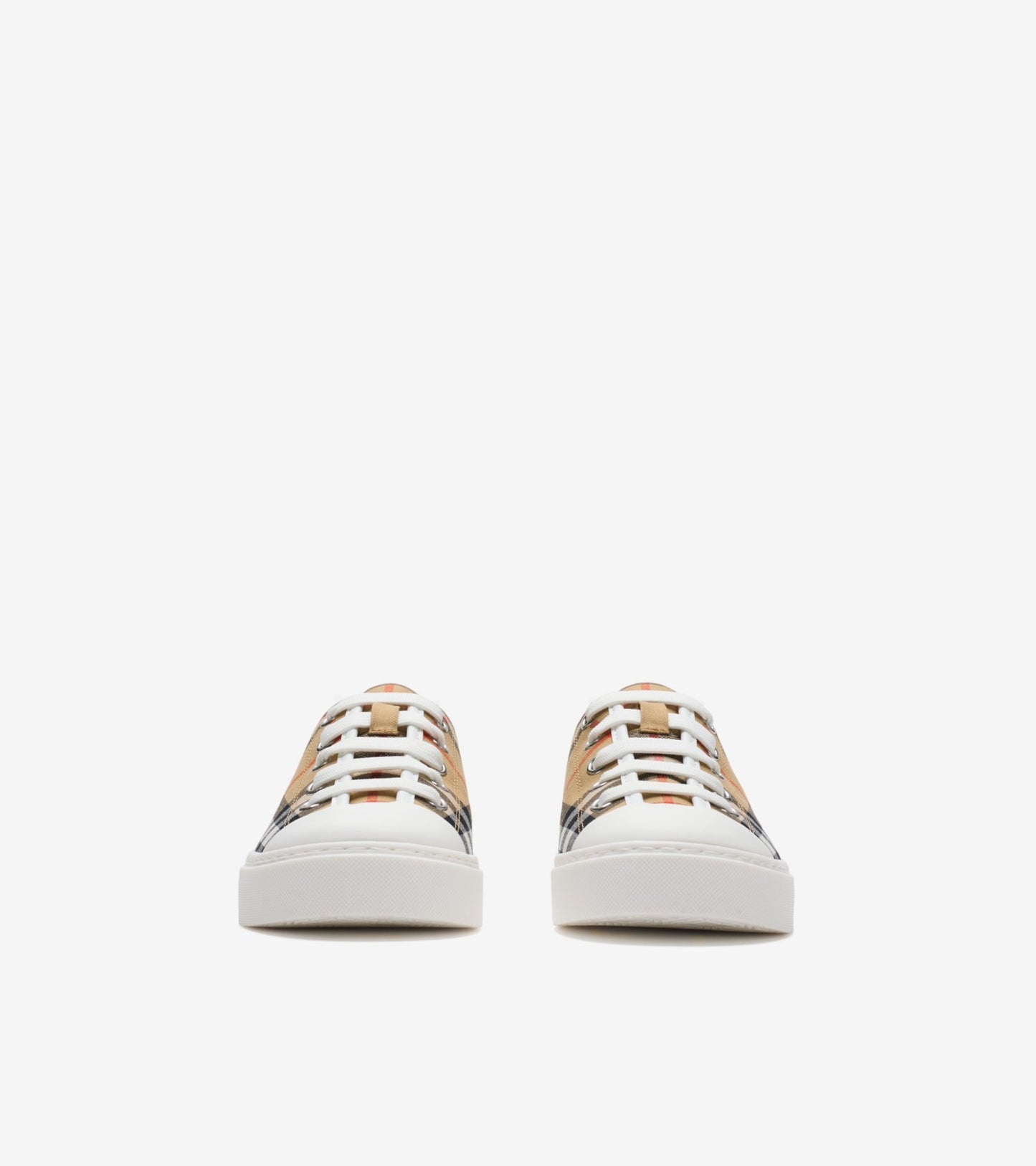 Check Cotton Sneakers in Sand beige - Children