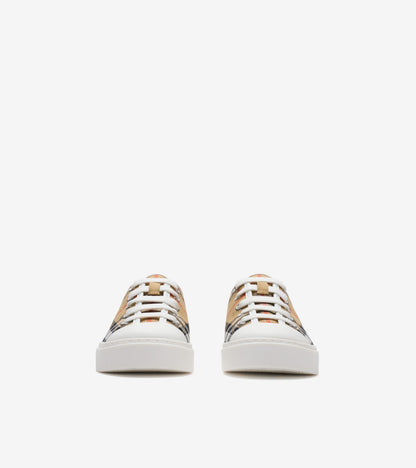 Check Cotton Sneakers in Sand beige - Children