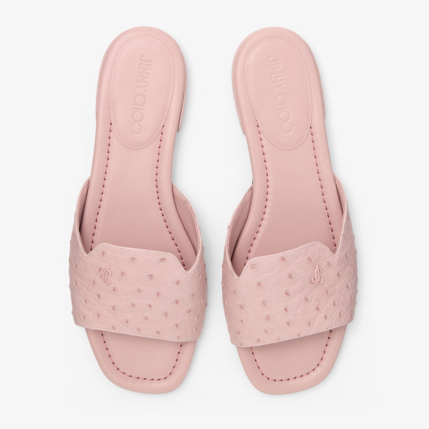 Dina Flat Rose Ostrich Leather Flats