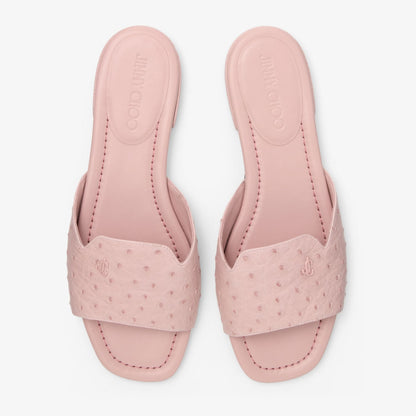Dina Flat Rose Ostrich Leather Flats