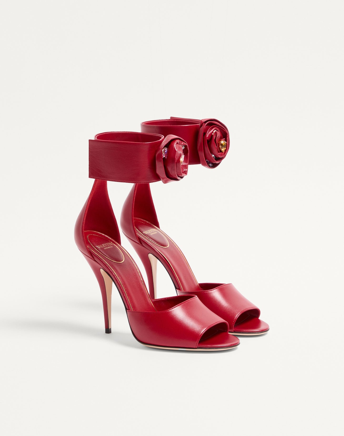 Drip Rose Kidskin Sandal With Crystals 105mm