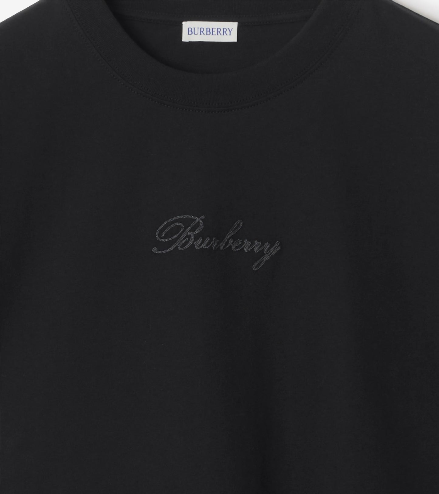 Check Cursive Logo Cotton T-shirt in Black