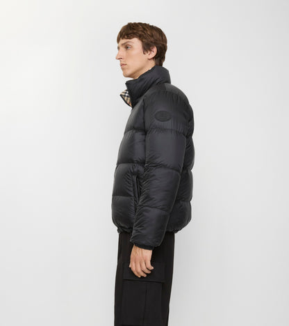 Reversible Check Snowdon Puffer Jacket in Sand beige