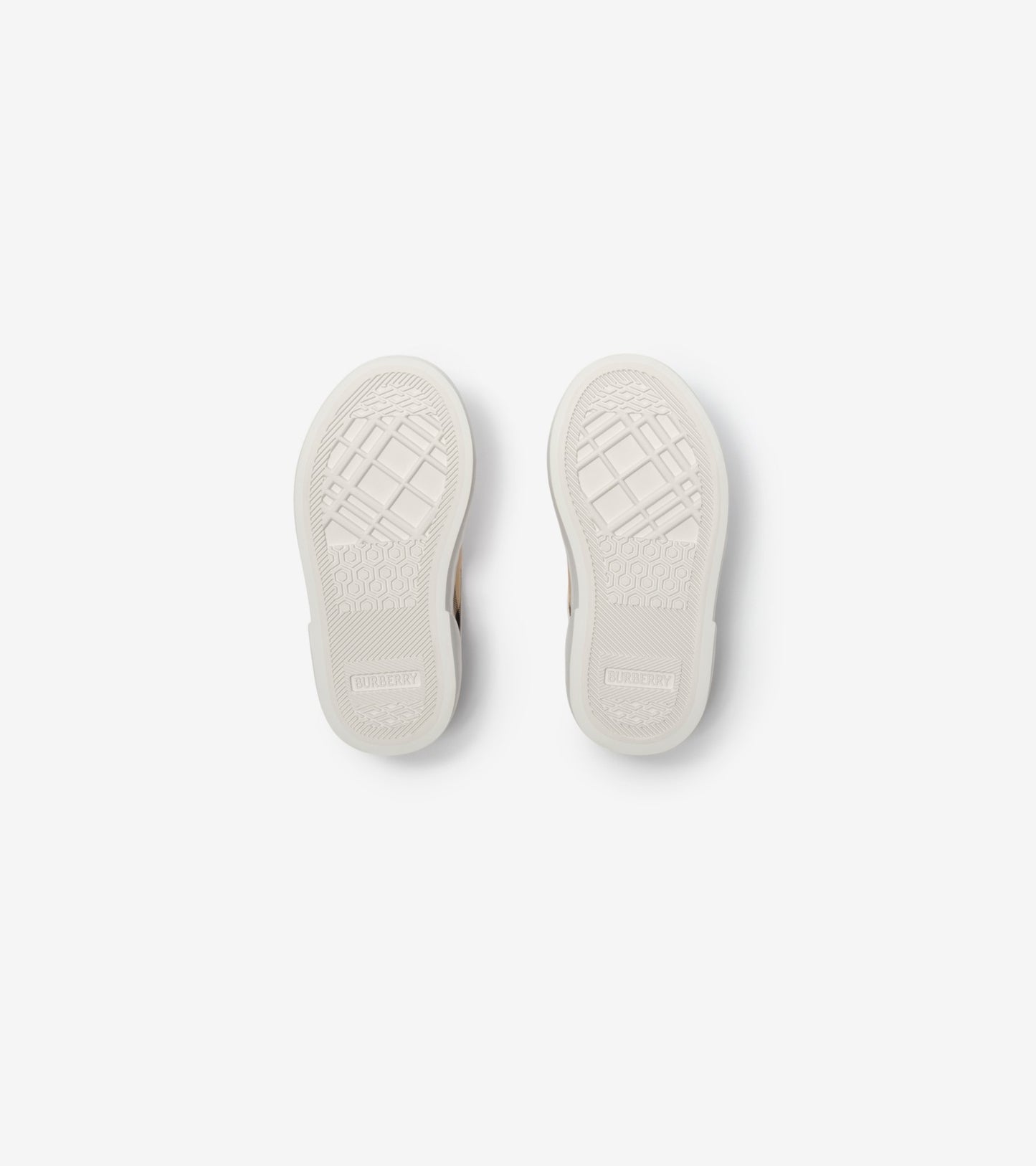 Check and Leather Sneakers in Sand beige - Children