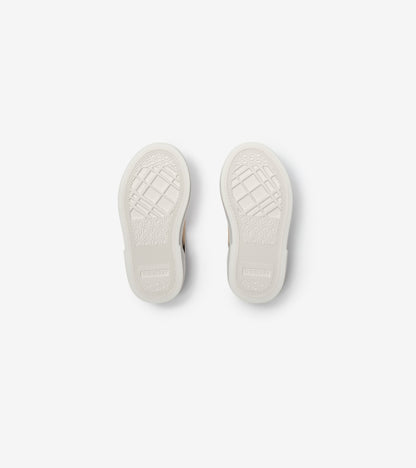 Check and Leather Sneakers in Sand beige - Children