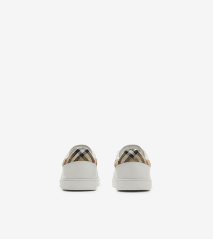 Leather Set Sneakers in White/sand beige