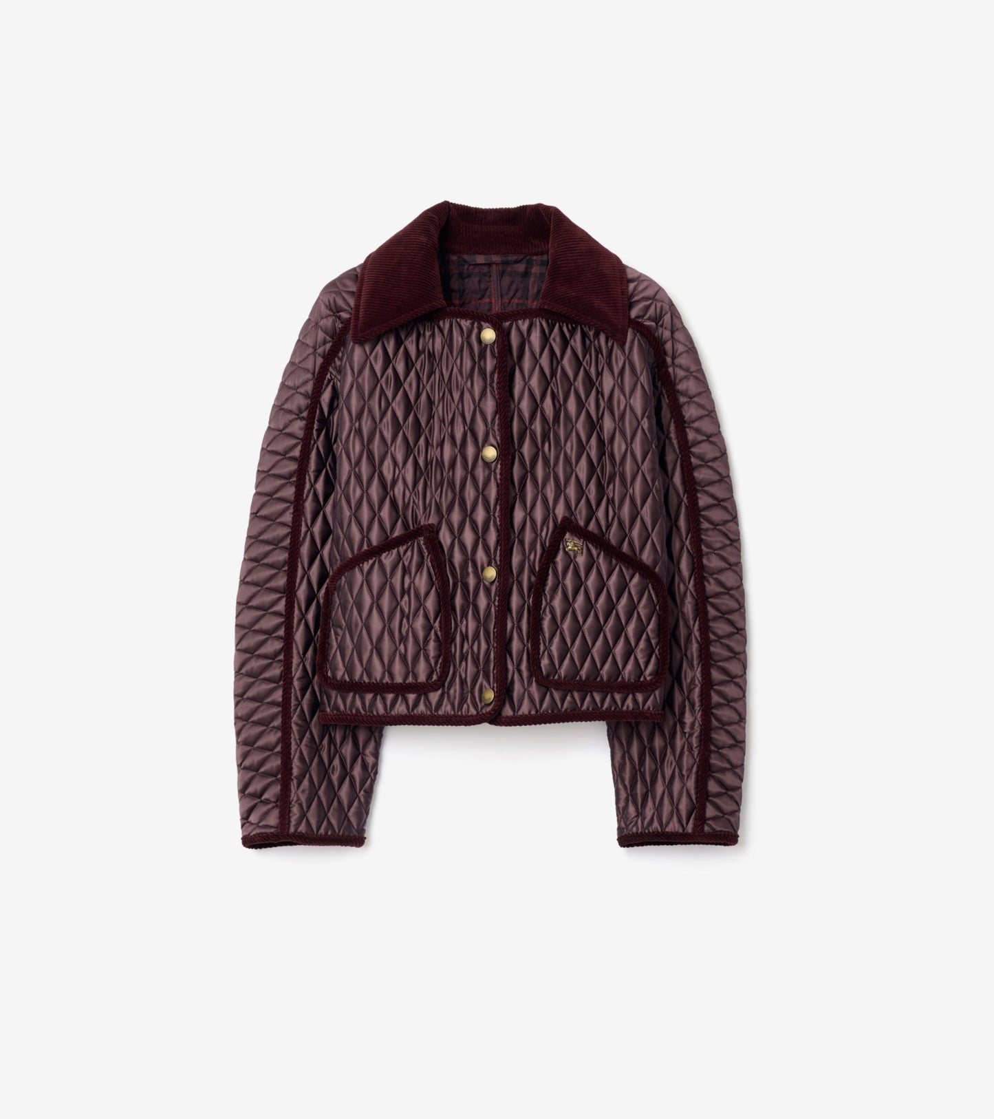 Cropped Quilted Nylon Floriston Jacket in Mahogany brown