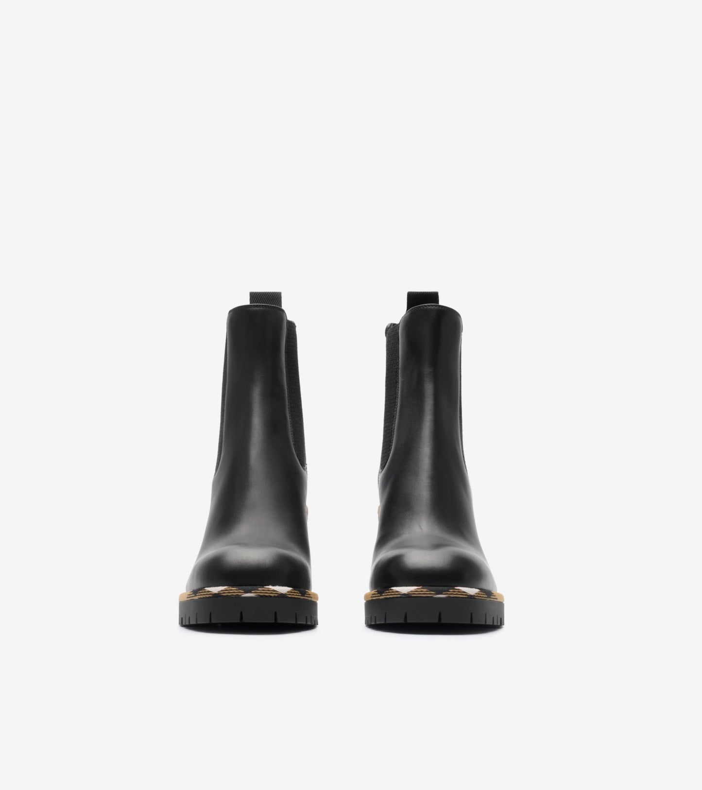 Leather Gravel Heel Chelsea Boots in Black