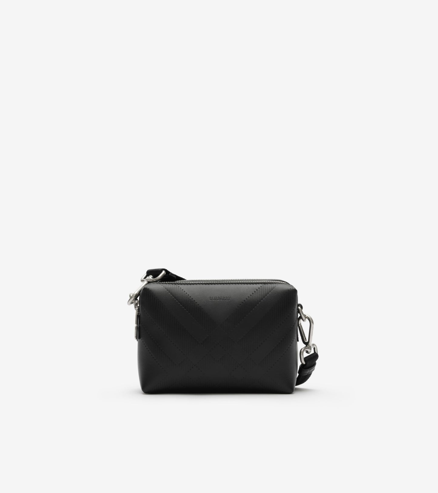 Embossed Check Crossbody Bag in Black
