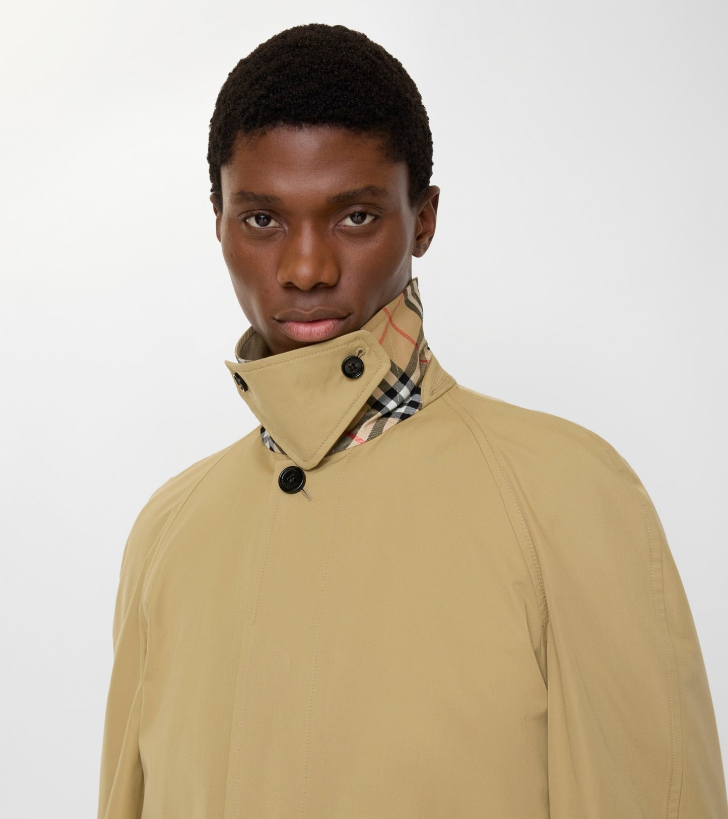 Long Cotton Car Coat in Hamper beige