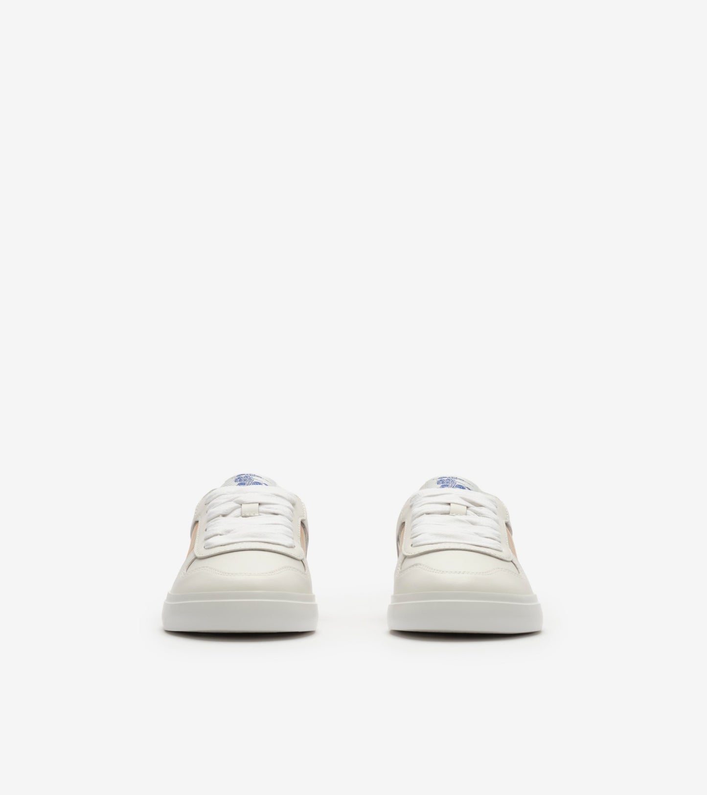 Check and Leather Sneakers in Sand beige - Children